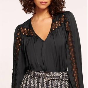 Ramy Brook Black Alaina Blouse, XS Blck